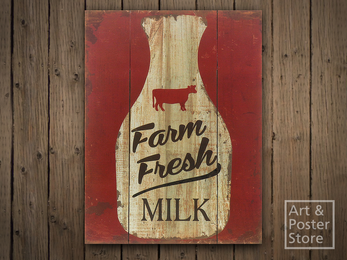 Fresh Farm Milk | Rustic Painted Wooden Sign 