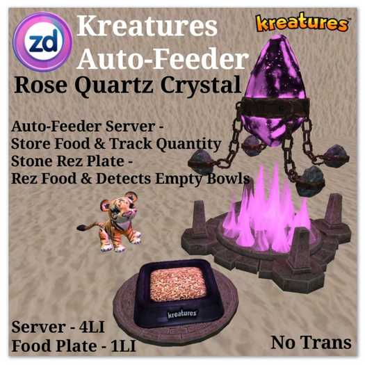 *ZD* Kreatures Auto-Feeder - Rose Quartz Crystal