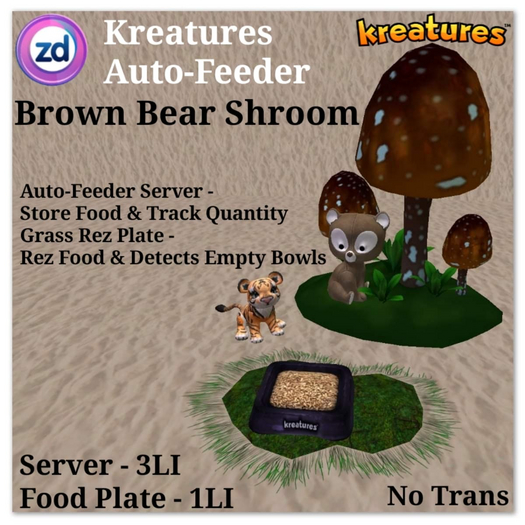 *ZD* Kreatures Auto-Feeder - Brown Bear Shroom