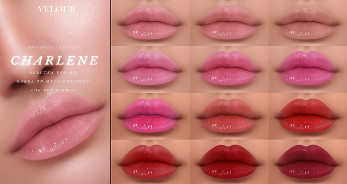 VELOUR: "CHARLENE" LIPSTICK COLLECTION (DEMO)