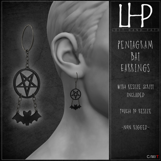 [LHP] Pentagram Bat Earrings