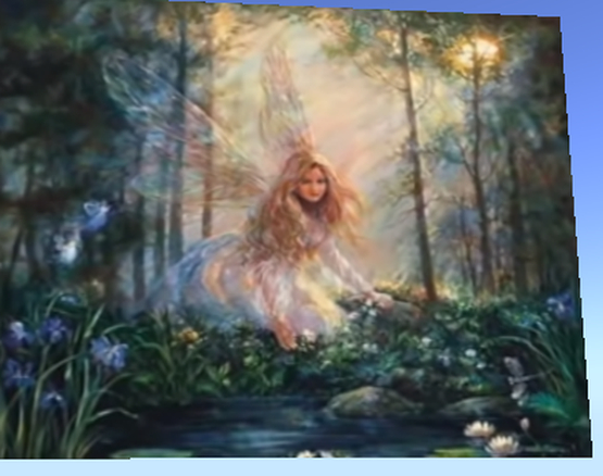 Cute Fairy on a flower Field Background
