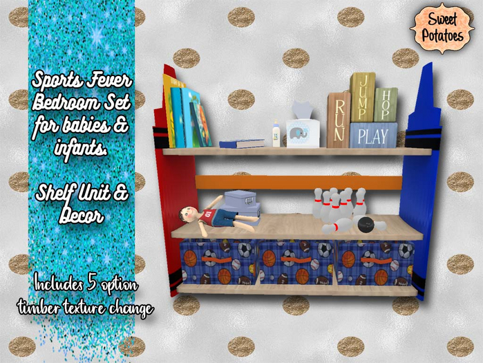 < SP > Sports Fever Bedroom Set - Shelving Unit & Decor