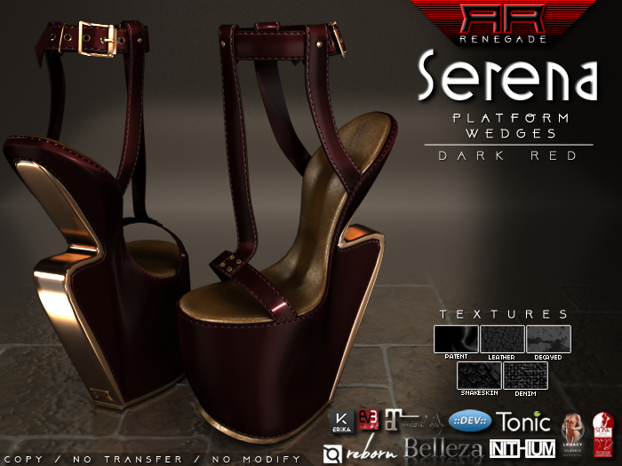 [Renegade] Serena Platform Wedges - Dark Red