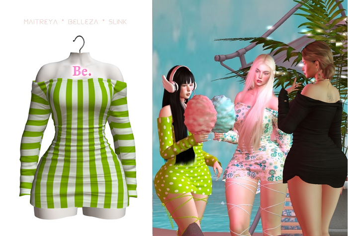 Be. Lyn Dress. LIGHT GREEN & STRIPES