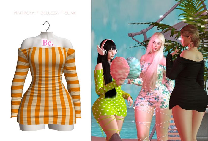 Be. Lyn Dress.  ORANGE WITH STRIPES