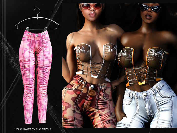 PLX. "Moto " Jeans // CAMO ROSEY // 