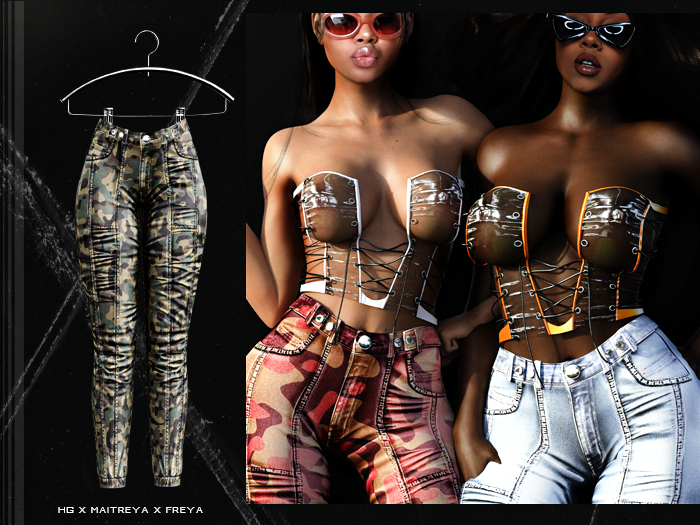 PLX. "Moto " Jeans // CAMO GREEN // 