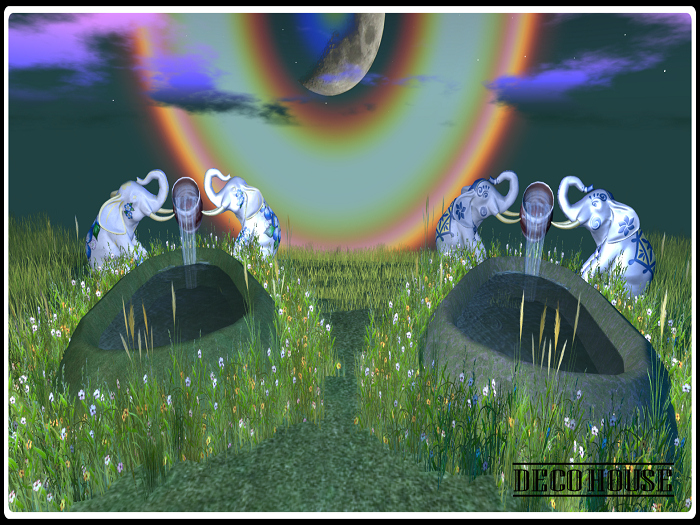 Pond With Elephants Fountain V1-V2