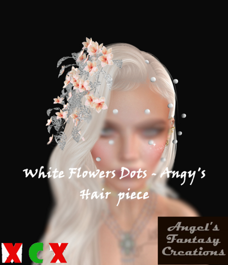 White Flowers Dots - Angy's Hair  pieceDEMO