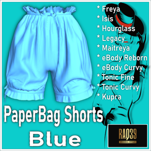 [R39] Paperbag Shorts-Blue
