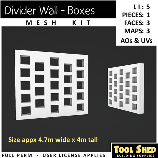 Tool Shed - Divider Wall - Boxes Mesh Kit