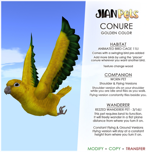 JIAN Pets Conures / Golden 