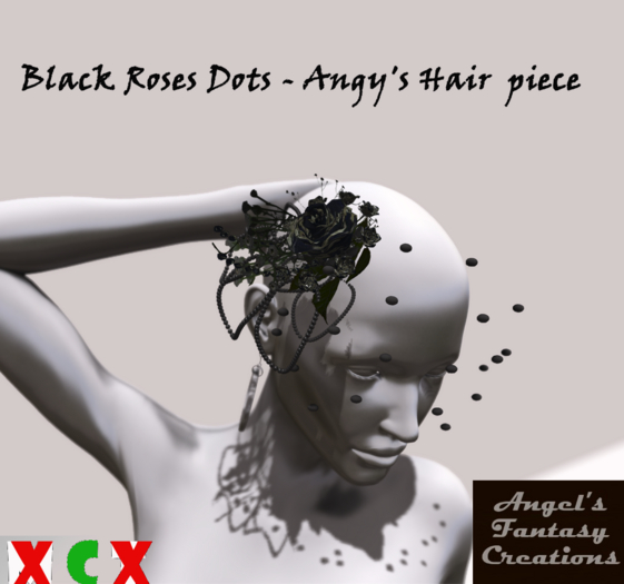 Black Roses Dots - Angy's Hair  piece
