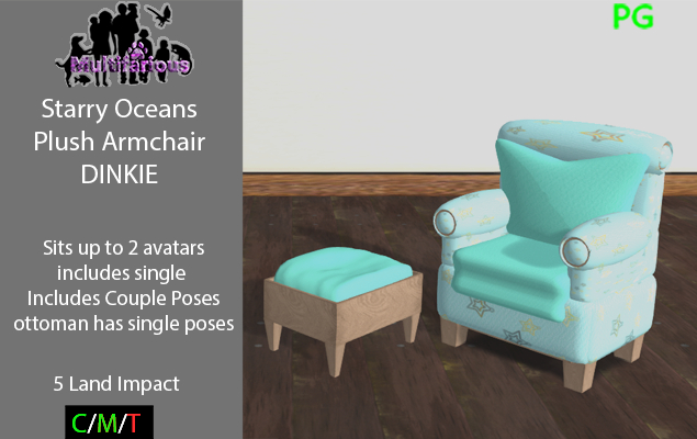 *M* Starry Oceans Plush ArmchairDINKIE  (wear or rez to unpack)