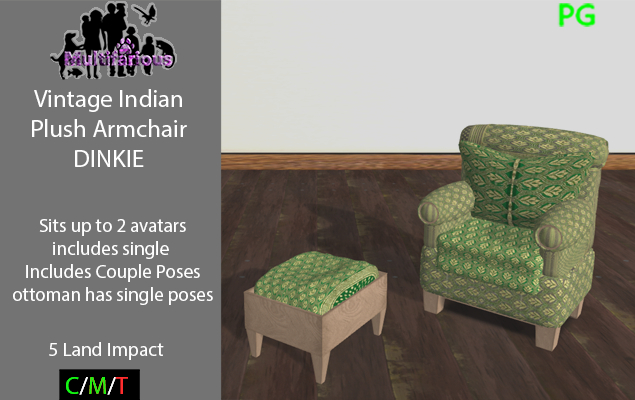 *M* Vintage Indian Armchair DINKIE (wear or rez to unpack)