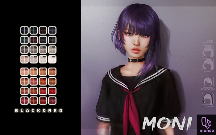 [monso] Moni Hair /Black & Red
