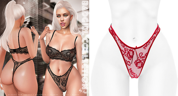 Lush - BadGirl Lace Thong Cherry