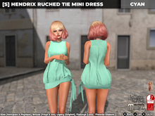 [S] Hendrix Ruched Tie Mini Dress Cyan