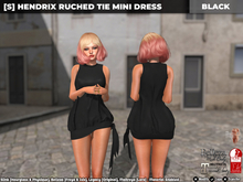 [S] Hendrix Ruched Tie Mini Dress Black