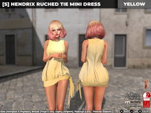 [S] Hendrix Ruched Tie Mini Dress Yellow