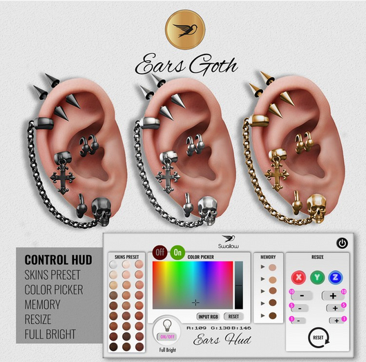 ^^Swallow^^ Ears Goth SILVER RARE