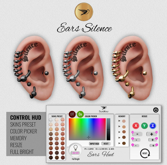 ^^Swallow^^ Ears Silence SILVER