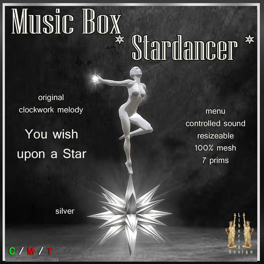 Romantic Musical clock "Stardancer " silver V3 / Sound & Resize Menu / (boxed)