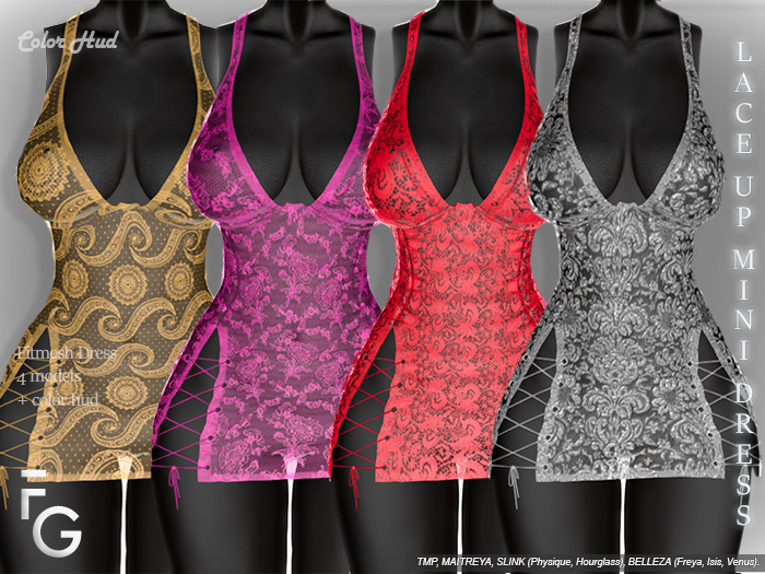 .Fragile. Lace up mini dress 4 models 216 colors TMP MAITREYA BELLEZ