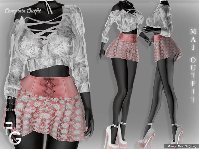 .Fragile. Sweet Outfit (Maitreya) Skirt+Blouse+heels+collar