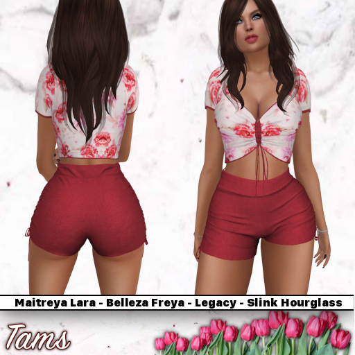 Tams - Drawstring Ruched Top and Shorts - Gini