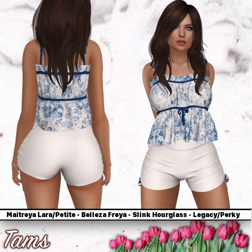 Tams - Ruffle Top and Shorts - Cyan