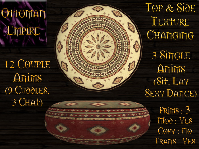 *Ottoman Empire* Santa Fe Ottoman 3 fabrics side&top