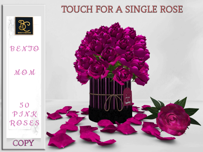 BMC4050 -BENTO - PERFECT GIFT FOR MOTHER'S DAY BOUQUET OF 50 ROSES - TOUCH FOR A SINGLE ROSE