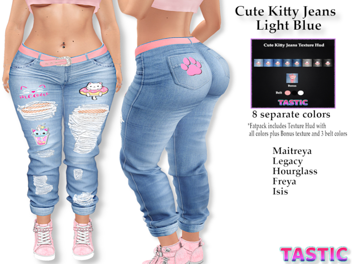 Tastic-Cute Kitty Jeans Light Blue