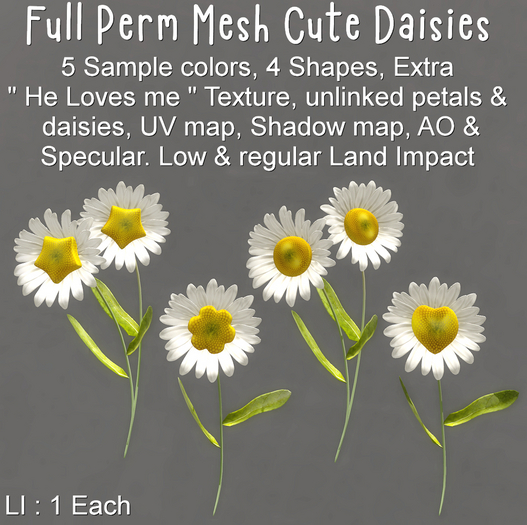 * Full Perm Mesh * Cute Daisies * 