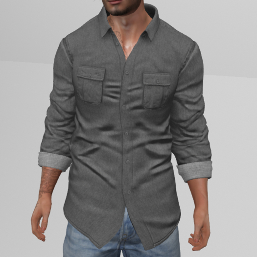 [Butter Basics] "Dusty" Denim Shirt - Smoke