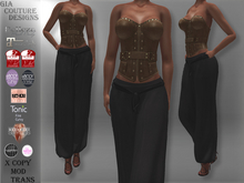 "GCD" Risa Leather Corsets Brown
