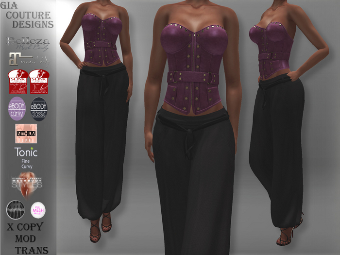 "GCD" Risa Leather Corsets Pink
