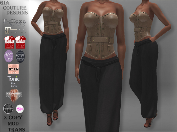 "GCD" Risa Leather Corsets Tan