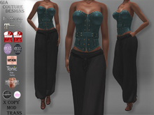 "GCD" Risa Leather Corsets Teal