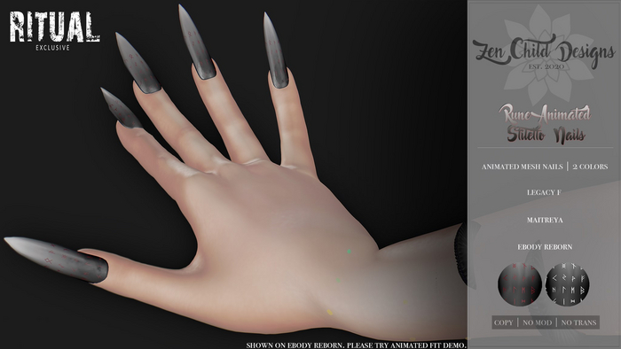 Zen Child Designs - Rune Animated Stiletto Nails