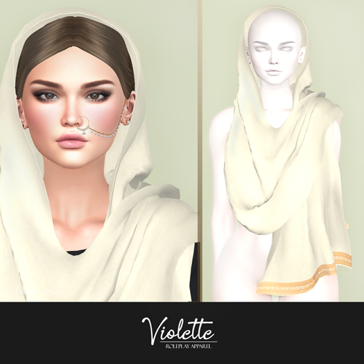 VIOLETTE - Long Head Scarf White