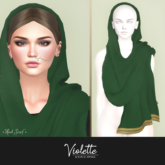 VIOLETTE - Long Head Scarf Green