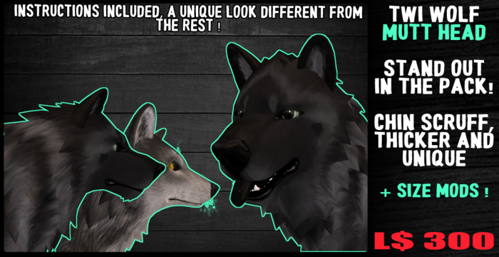 {WD} TWI WOLF MUTT HEAD