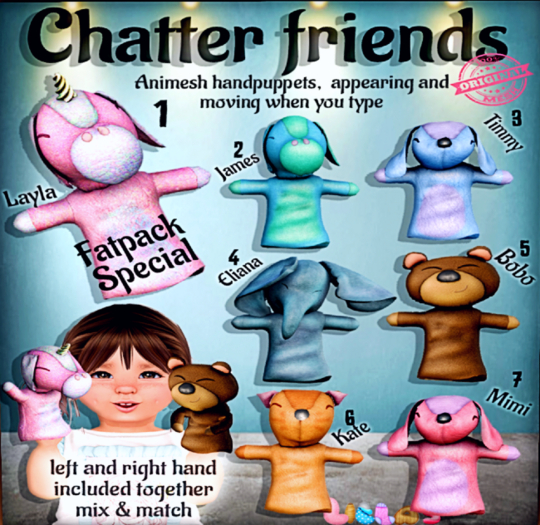 06 Lilla's ChatterFriends Kate Kids Lilla's ChatterFriends Kate Kids LEFT AND RIGHT HAND KID VERSION CHATTER FRIENDS
