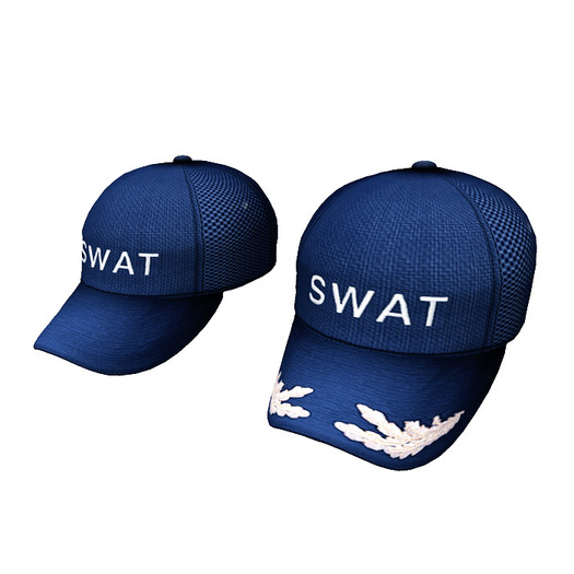 Sculpted Basecap Security Blue  with "SWAT" Embroidery And Optional Golden Senior Ranks Scramble Eggs