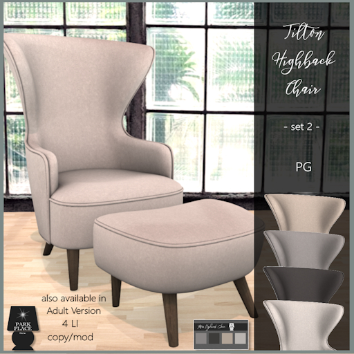 [Park Place] Tilton Highback Chair Set 2 - PG
