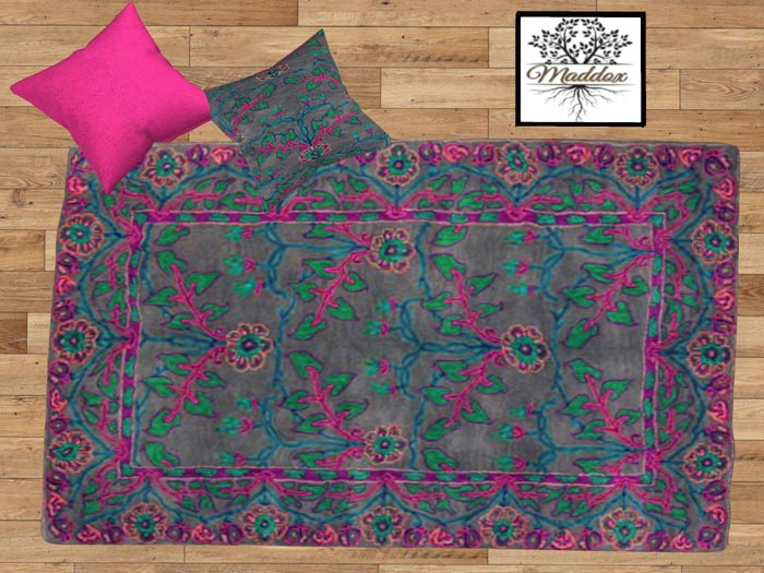 Maddox-Area Rug Set - Gray & Pink Oriental