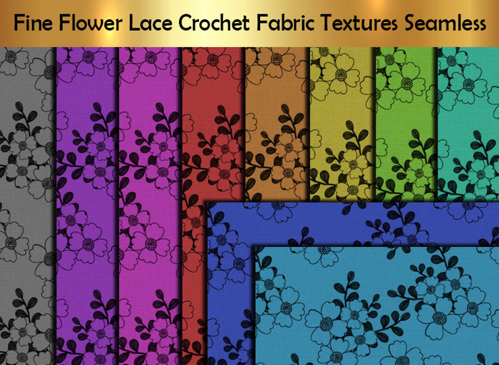 Fine Flower Lace Crochet Fabric Textures Seamless v. 2